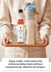 K FOOD KOREAN FOOD label detail showing cold-pressed and 100% Korean seeds