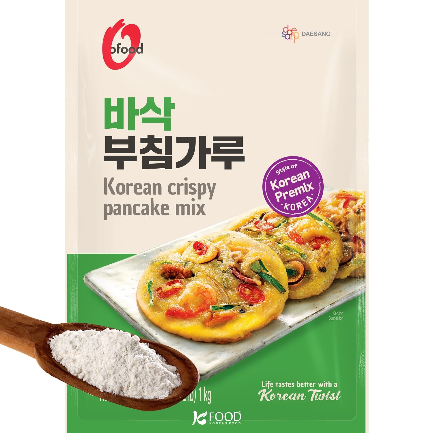 k food korean food front packaging showing product and weight, clear pantry staple