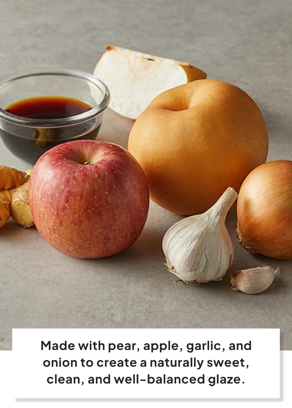 K FOOD KOREAN FOOD O'Food pouring over raw meat to illustrate easy marinating benefit