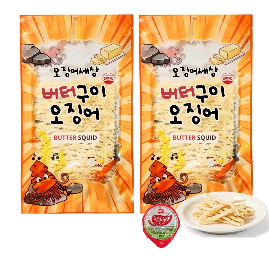 K-Herb front packaging showing butter-grilled squid, highlights portable snack