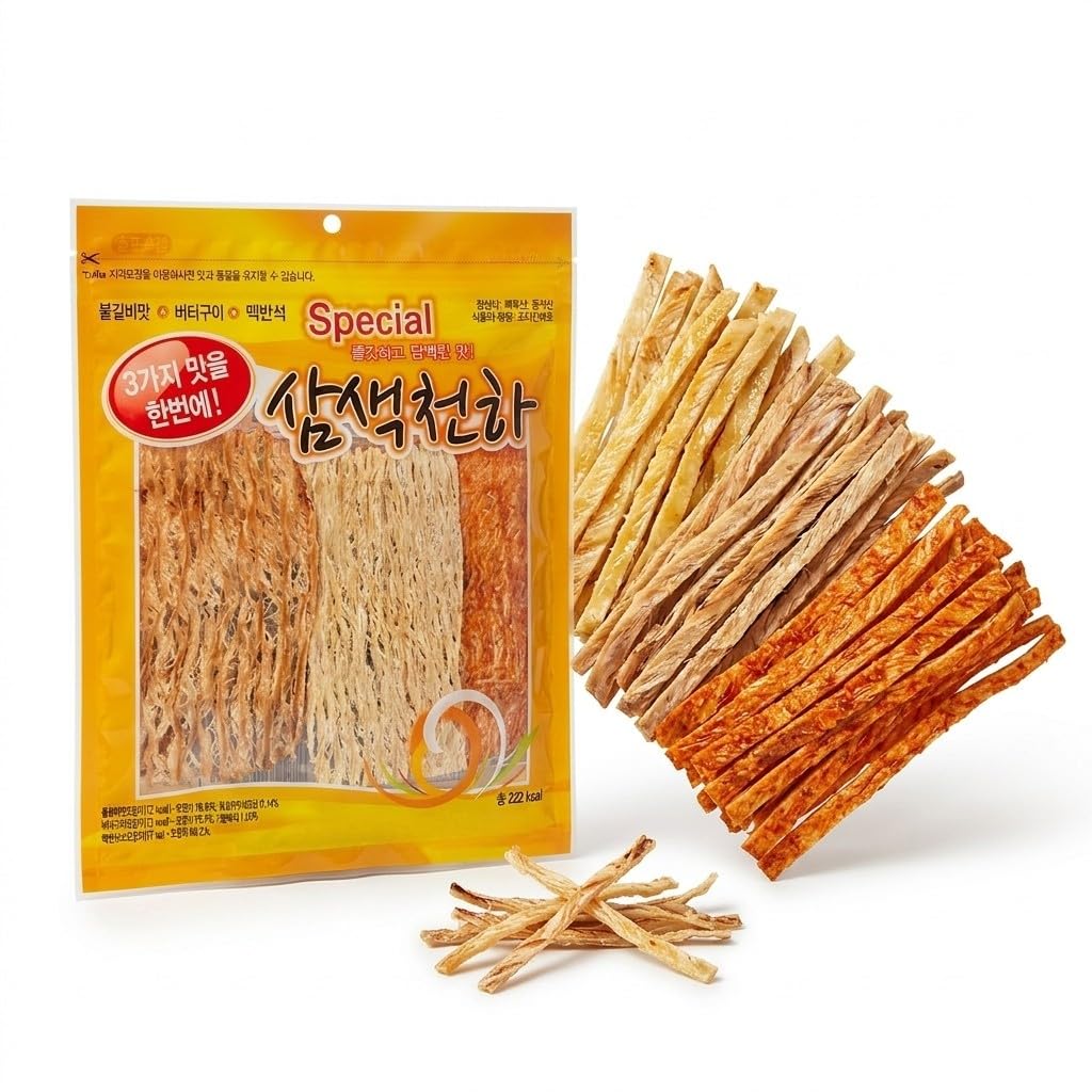 K-Herb front packaging showing three-flavor squid jerky and convenience