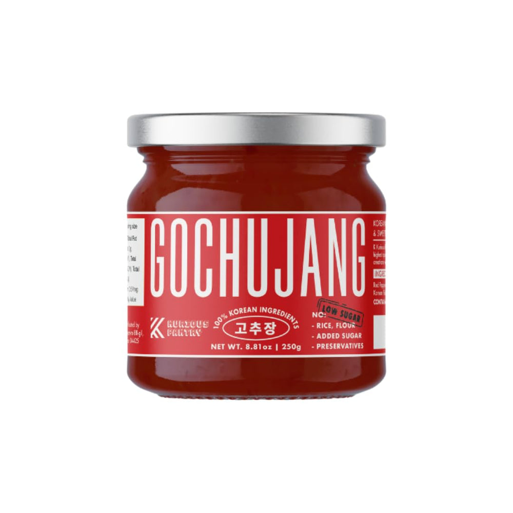 K Kurious Pantry jar front view showing authentic Korean gochujang branding and clear product benefit