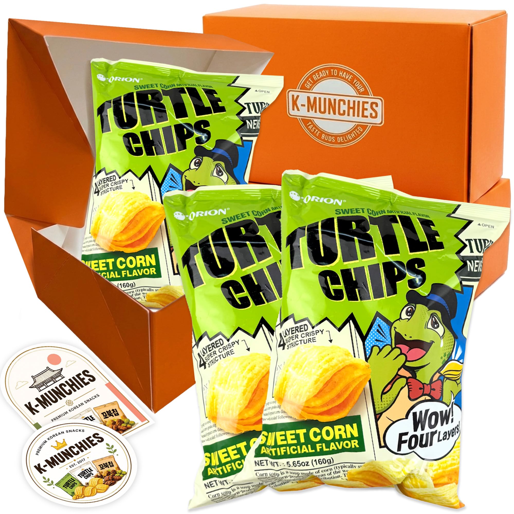 K-Munchies front packaging showing party-size 3x160g bags and branding benefit shareable supply