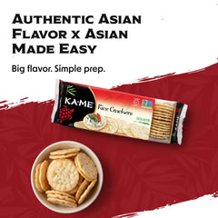 KA-ME open bag with crackers spilling out highlighting convenient ready-to-eat snack