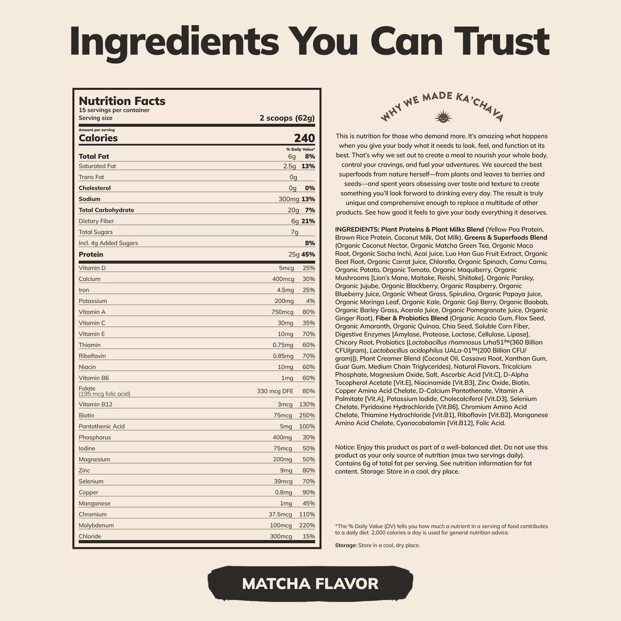 Ka'Chava matcha on breakfast table showing convenient meal replacement
