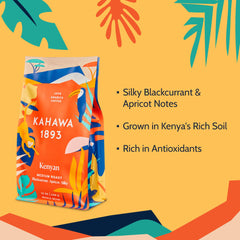 KAHAWA 1893 bag label with QR code visible and easy tipping benefit