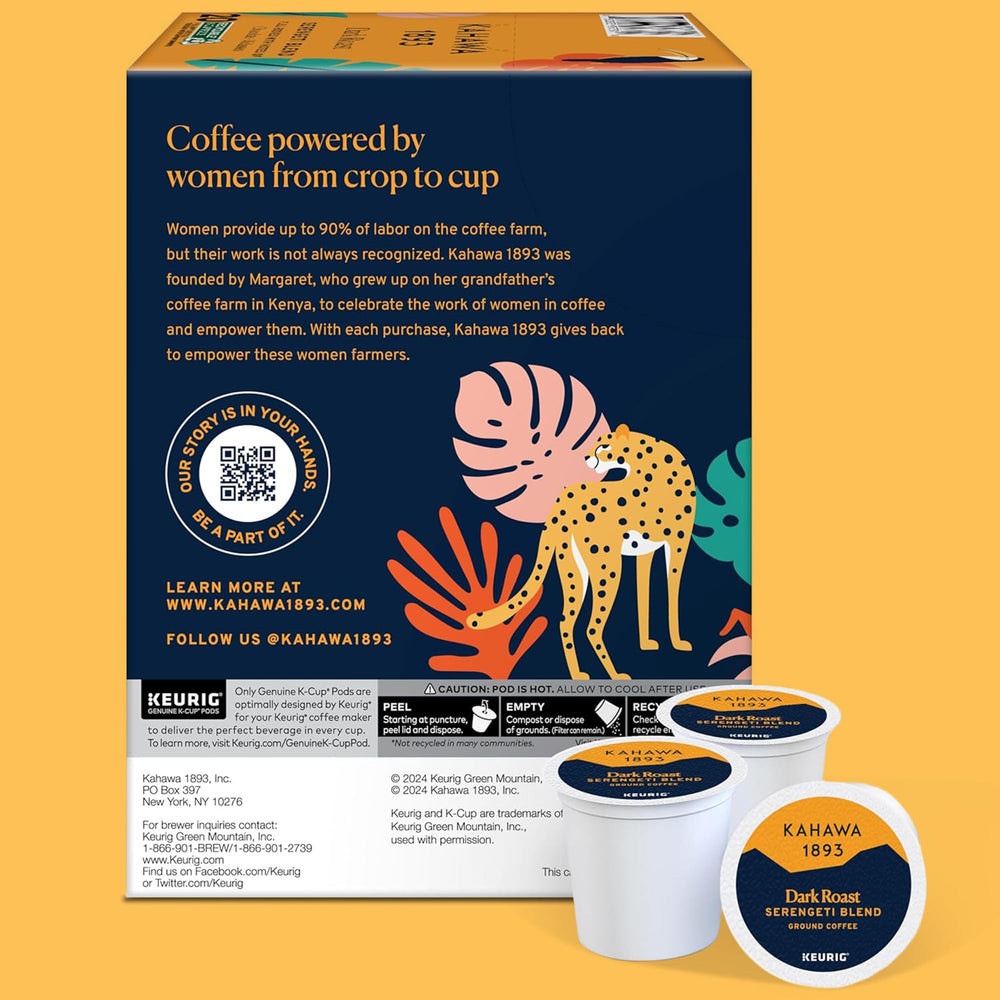 KAHAWA 1893 packaging QR code detail demonstrating farmer tip and ethical support benefit