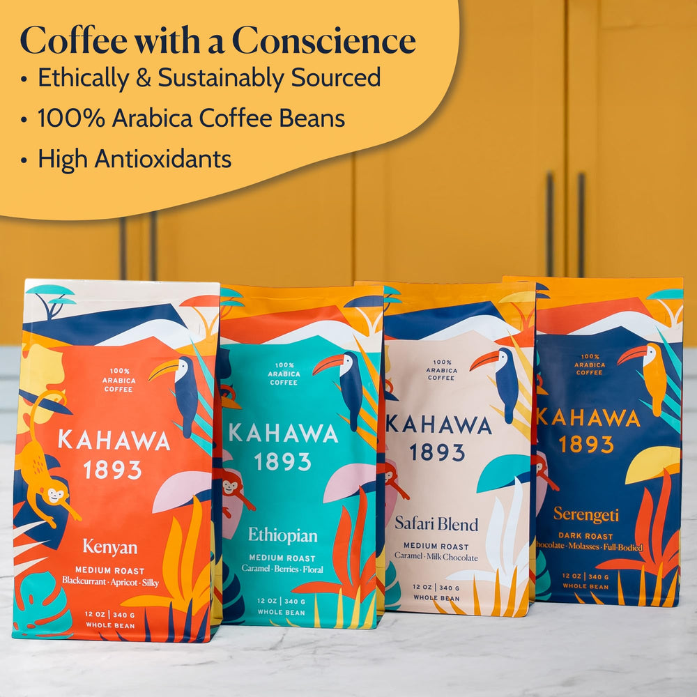 KAHAWA 1893 Serengeti dark roast brewed via pour-over for bold flavor