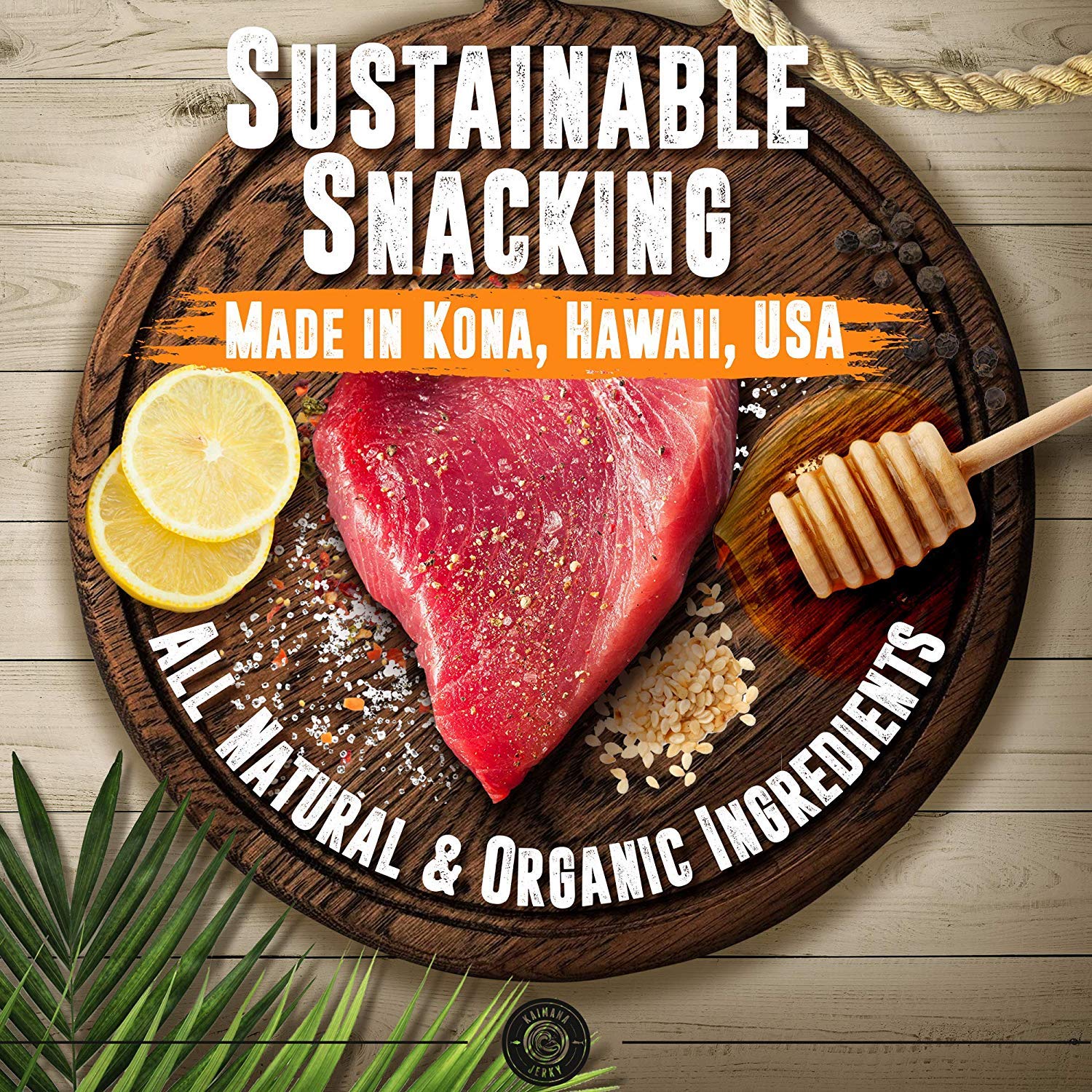 Kaimana tuna jerky served on a cracker as a quick protein-rich snack option