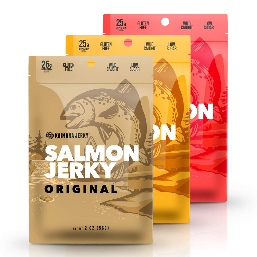 Kaimana Jerky front packaging shows variety pack and portable convenience