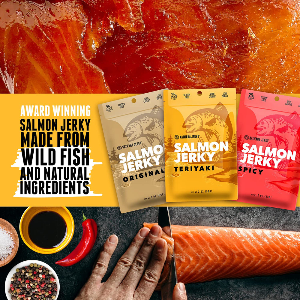 Kaimana Jerky Original flavor bag displaying clean salmon-forward taste