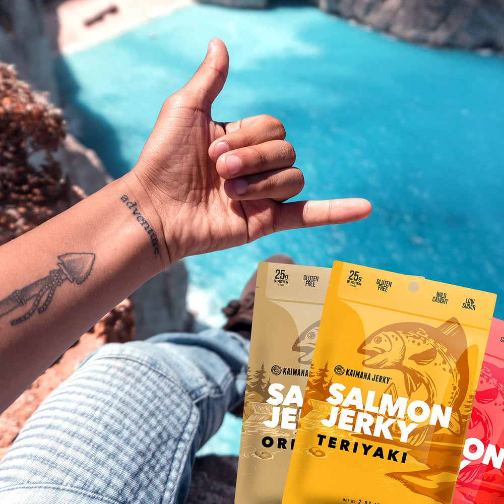 Kaimana Jerky next to a ruler to show portion size and portability