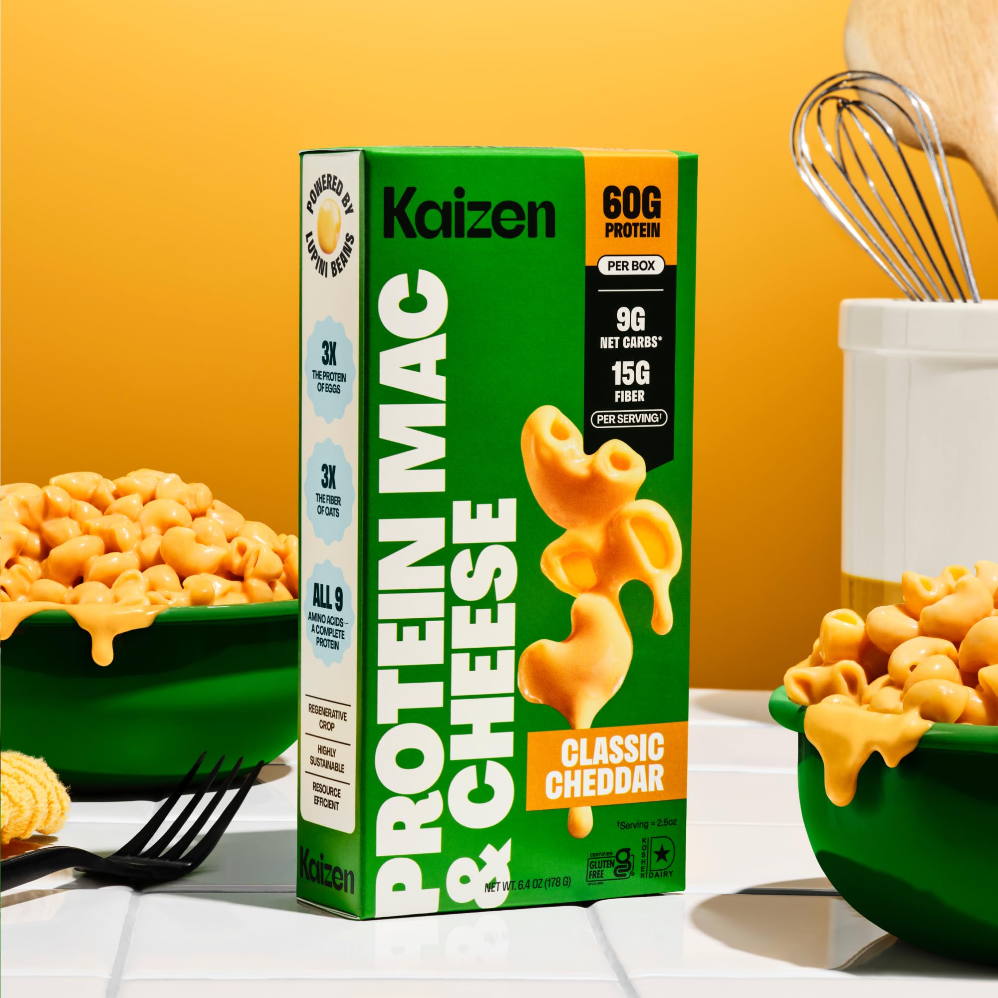 Kaizen nutrition label close-up showing macros and clean ingredients