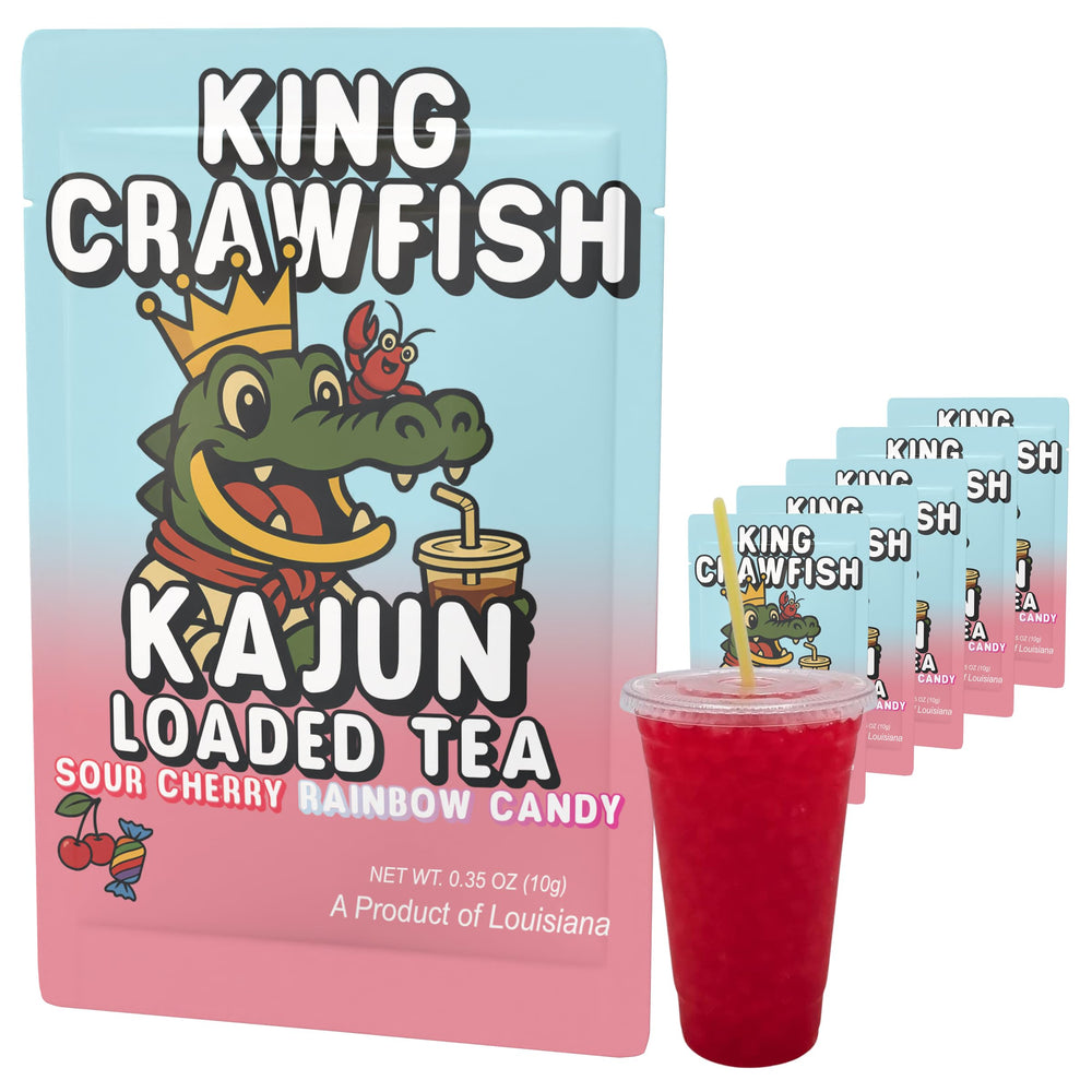 KaJun LOADED TEA front packet showing King Crawfish branding and flavor benefits