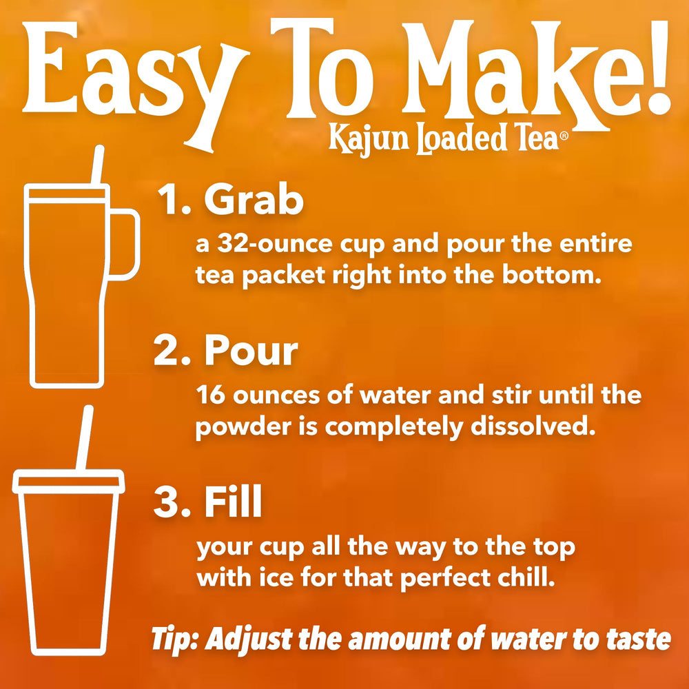KaJun LOADED TEA mixing in glass demonstrating quick preparation advantage