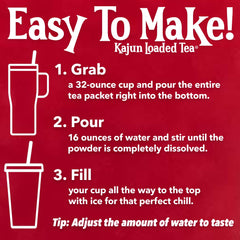 KaJun LOADED TEA poured over ice in 32oz cup showing refreshing, chilled finish