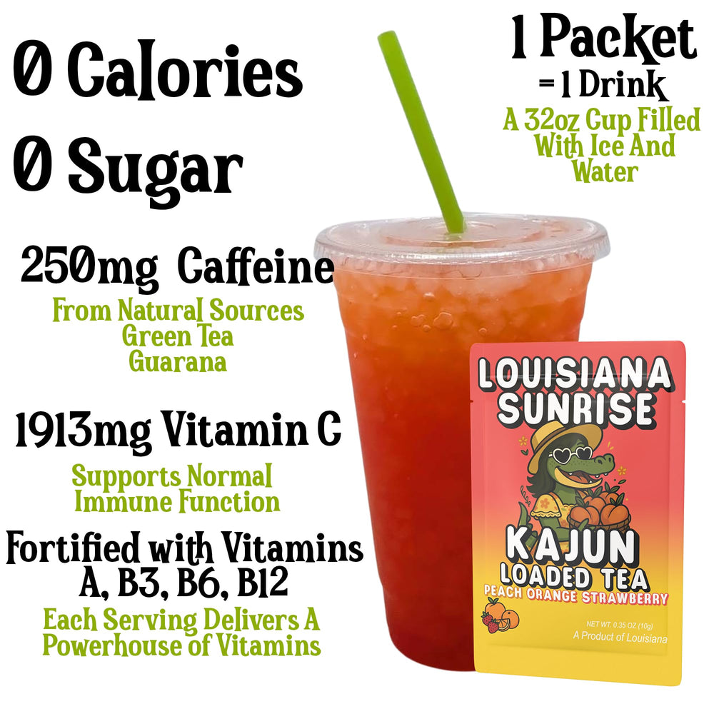 KaJun LOADED TEA single packet close-up highlighting travel convenience