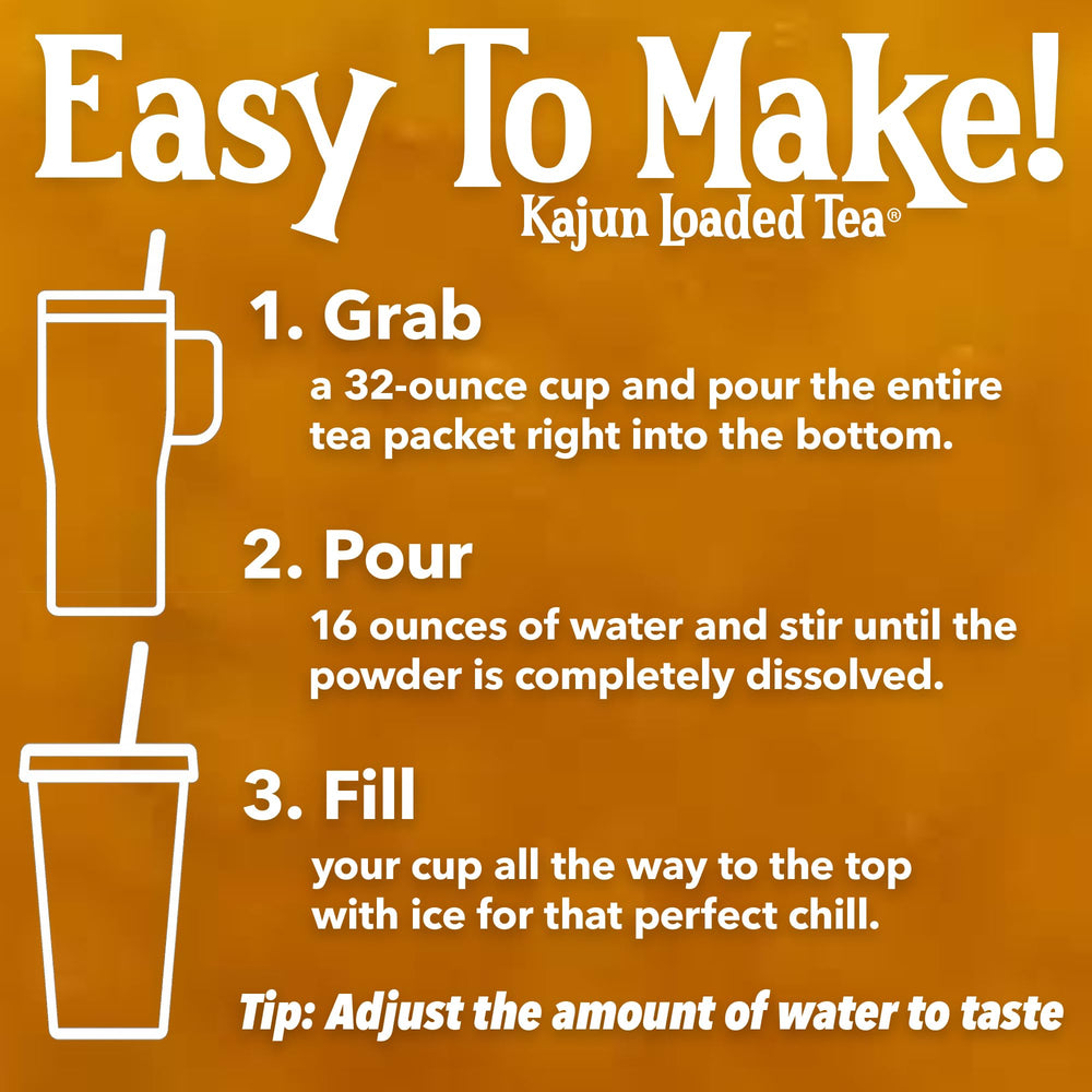 KaJun LOADED TEA prepared iced drink in 32oz cup demonstrating serving size