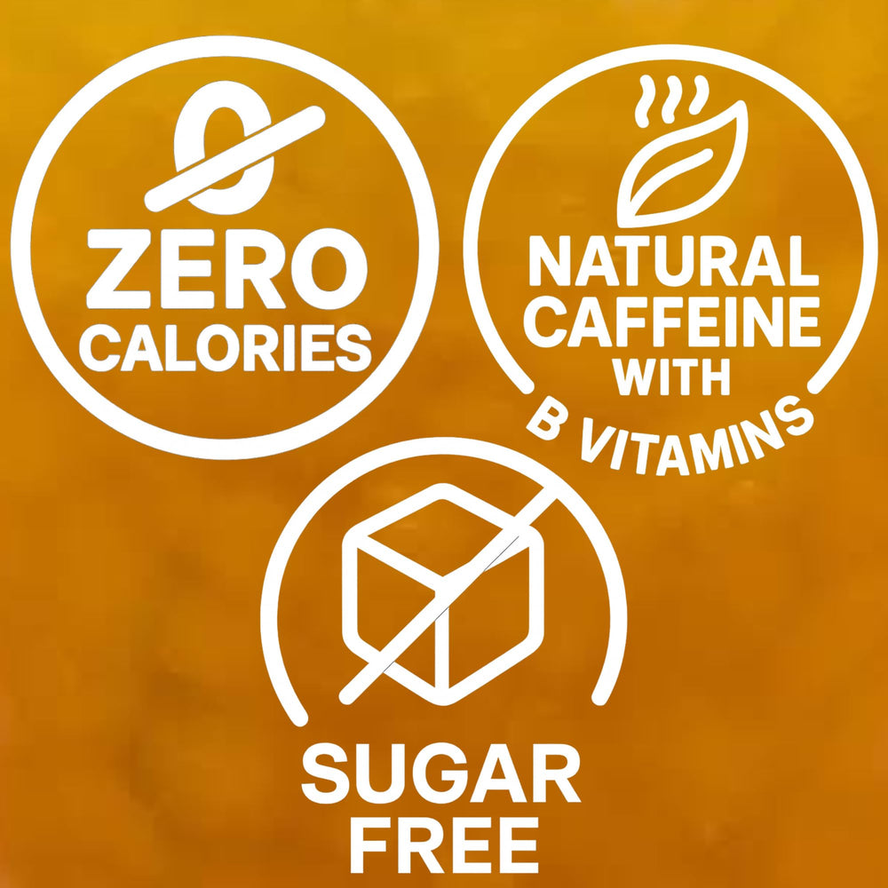 KaJun LOADED TEA next to a soda can showing calorie-free size comparison