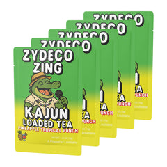 KaJun LOADED TEA mixed Zydeco Zing drink in glass with ice for refreshing energy
