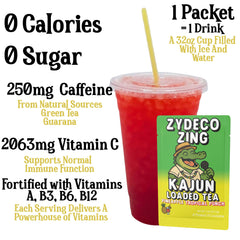 KaJun LOADED TEA packet opened showing powder texture and easy-mix convenience
