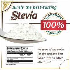 KAL Sure Stevia close-up powder texture highlighting fine granules for easy sprinkling