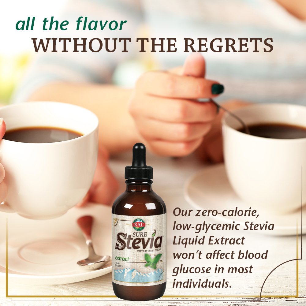 KAL Sure Stevia drops added to coffee illustrating better taste without sugar