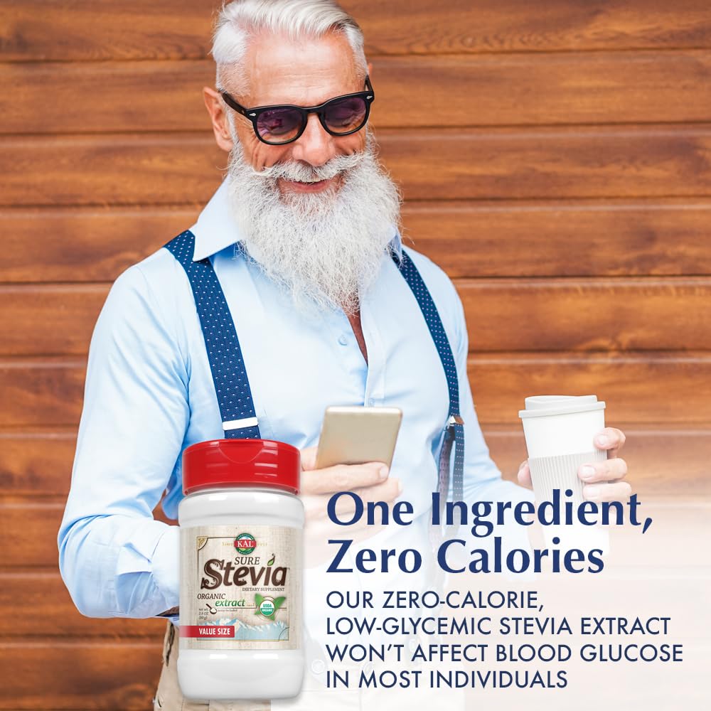 KAL Sure stevia scoop inside jar demonstrating portion control and ease of use