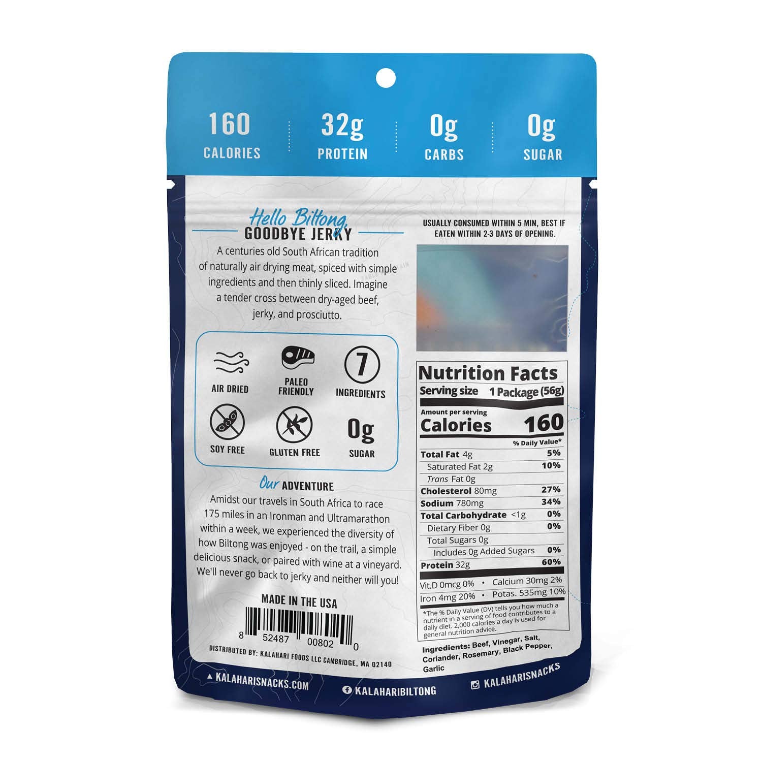 Kalahari Biltong garlic thin sliced texture close-up highlighting natural seasoning
