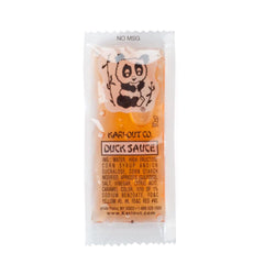 Kari-Out duck sauce front packaging showing case and packet benefit of bulk supply