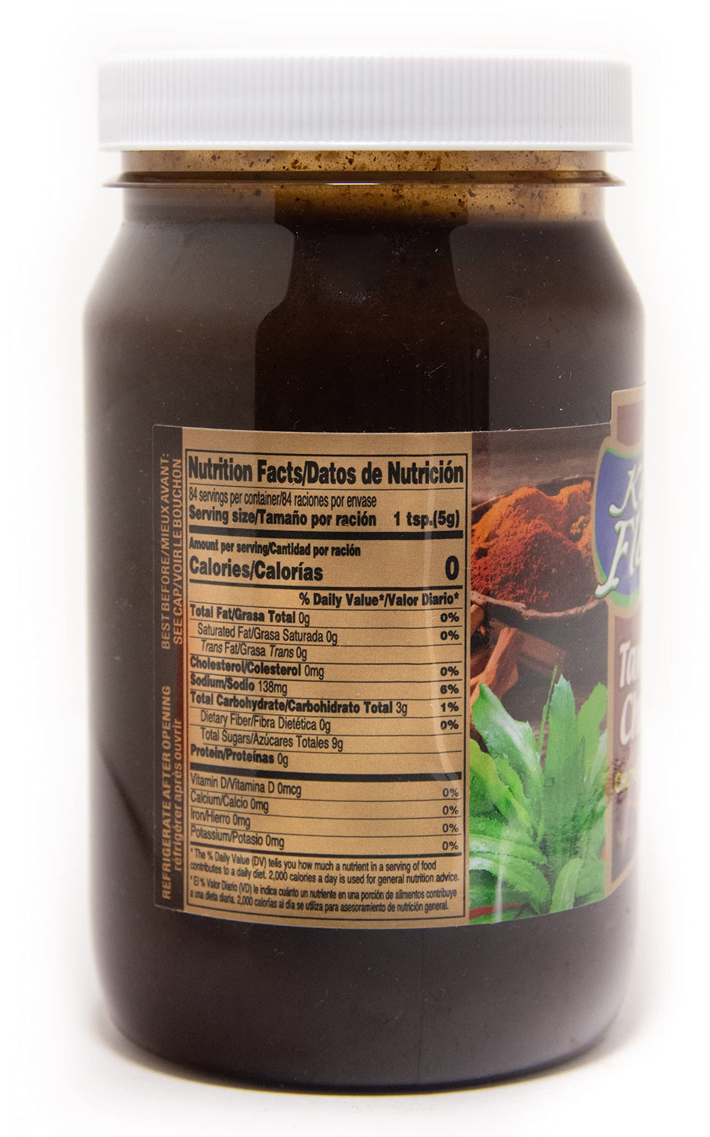 KARIBBEAN FLAVOURS bottle next to a soda can showing 15oz size benefit