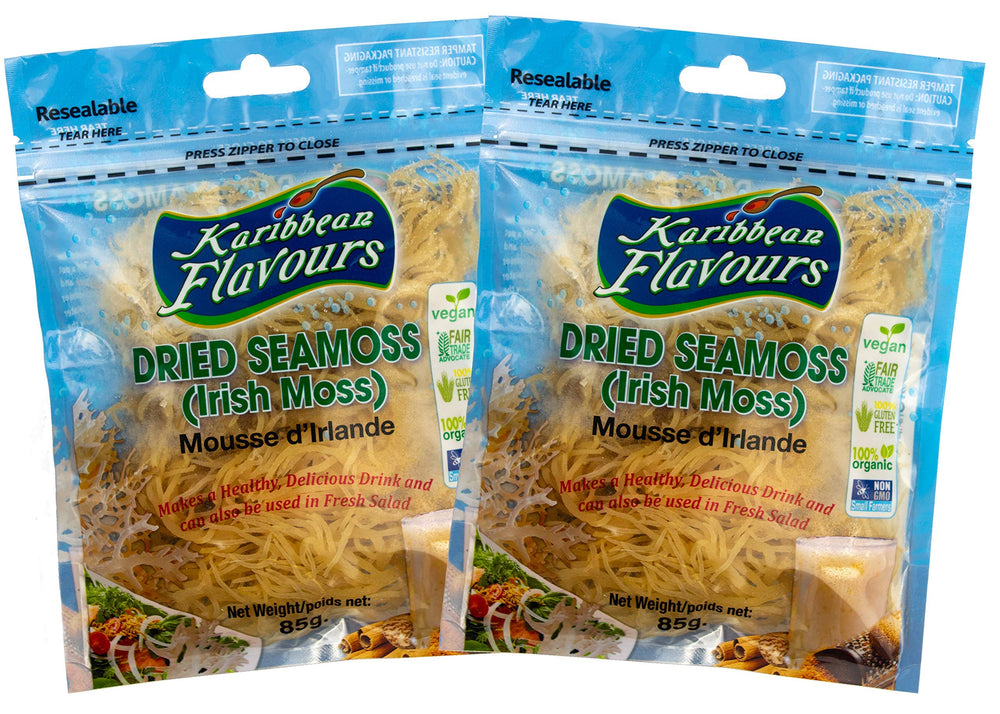Karibbean Flavours front packaging showing two 3oz bags and product benefits