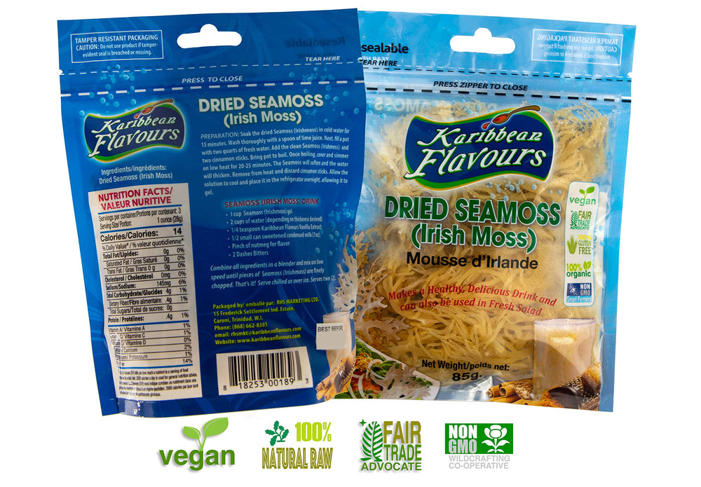 Karibbean Flavours label with certification symbols showing safety and traceability