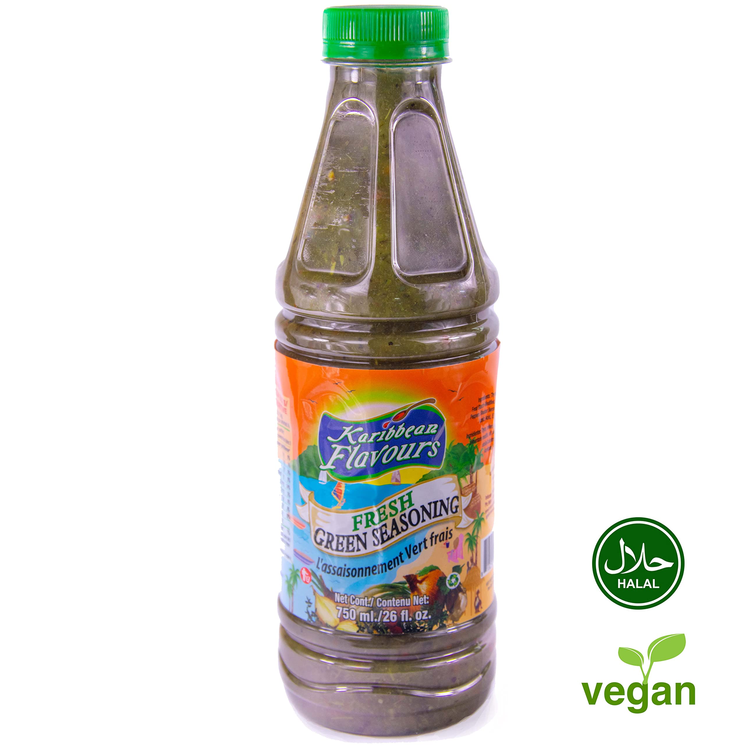 KARIBBEAN FLAVOURS bottle next to a measuring cup showing 750ml scale benefit