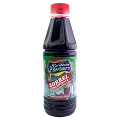 KARIBBEAN FLAVOURS front bottle showing sorrel concentrate and serving suggestion