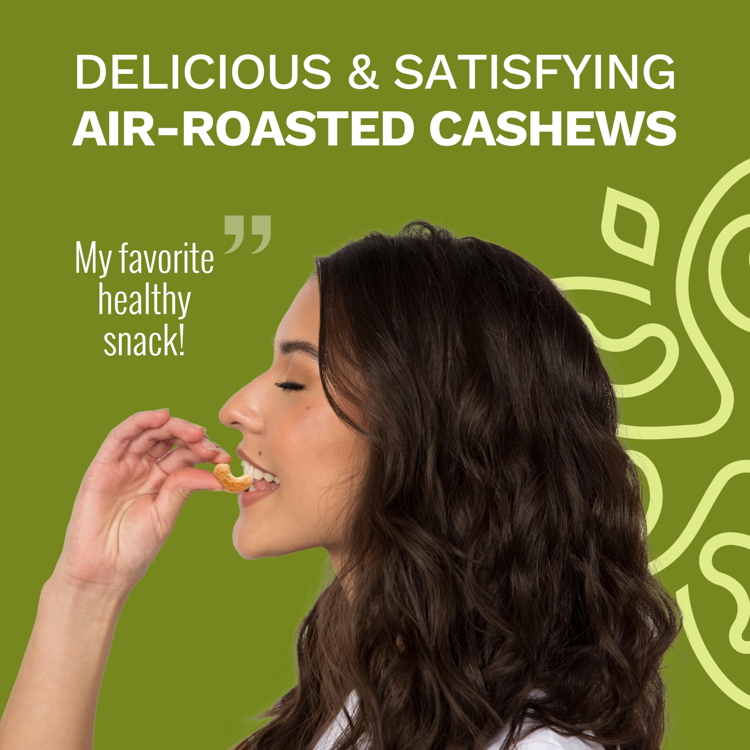 Karma close-up of cashew texture, highlighting crisp air-roasted crunch benefit