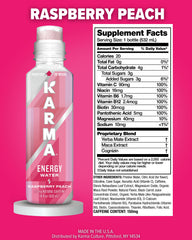 Karma label detail showing Cognizin and vitamins for focused support