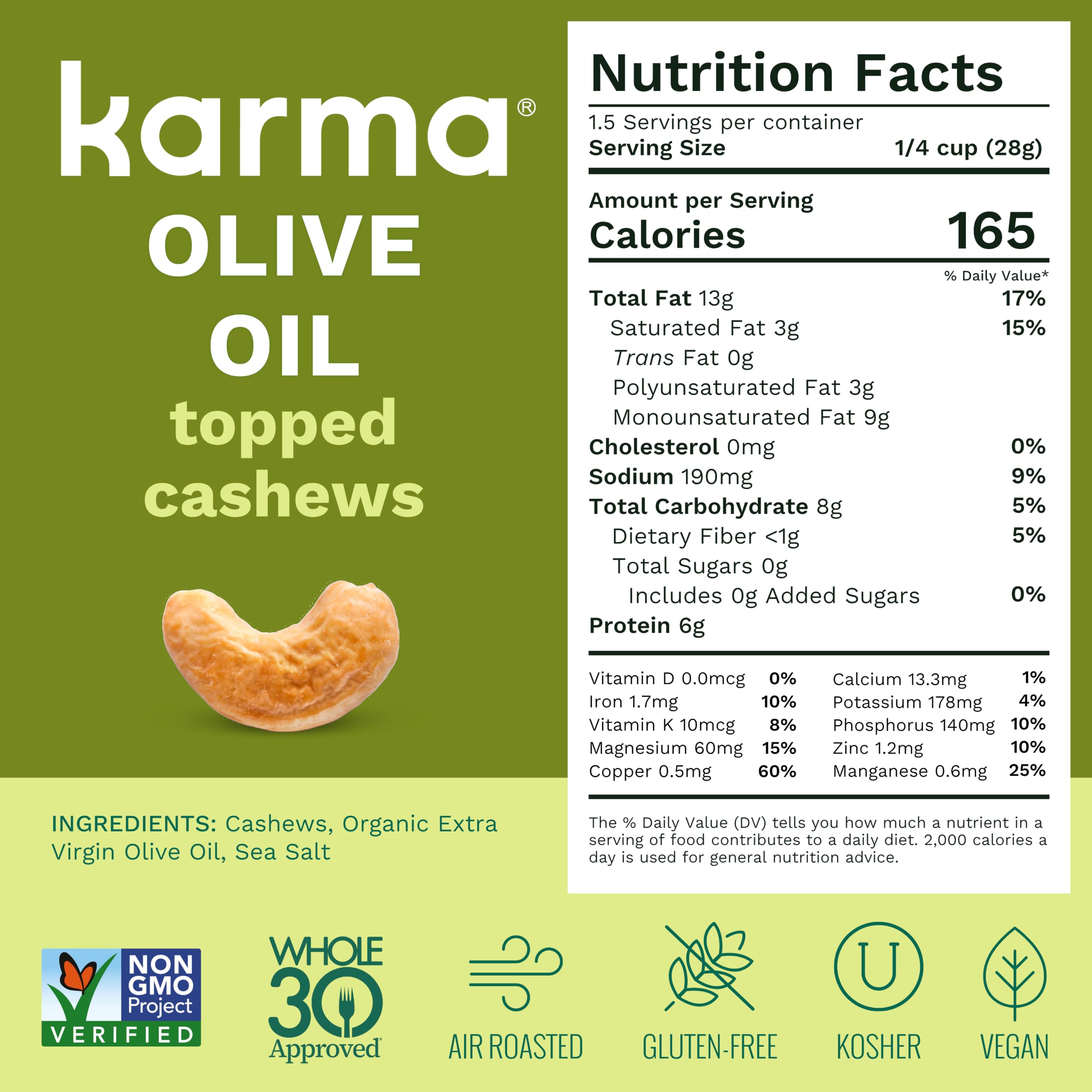 Karma cashews on office desk with coffee, convenient desk snack for energy