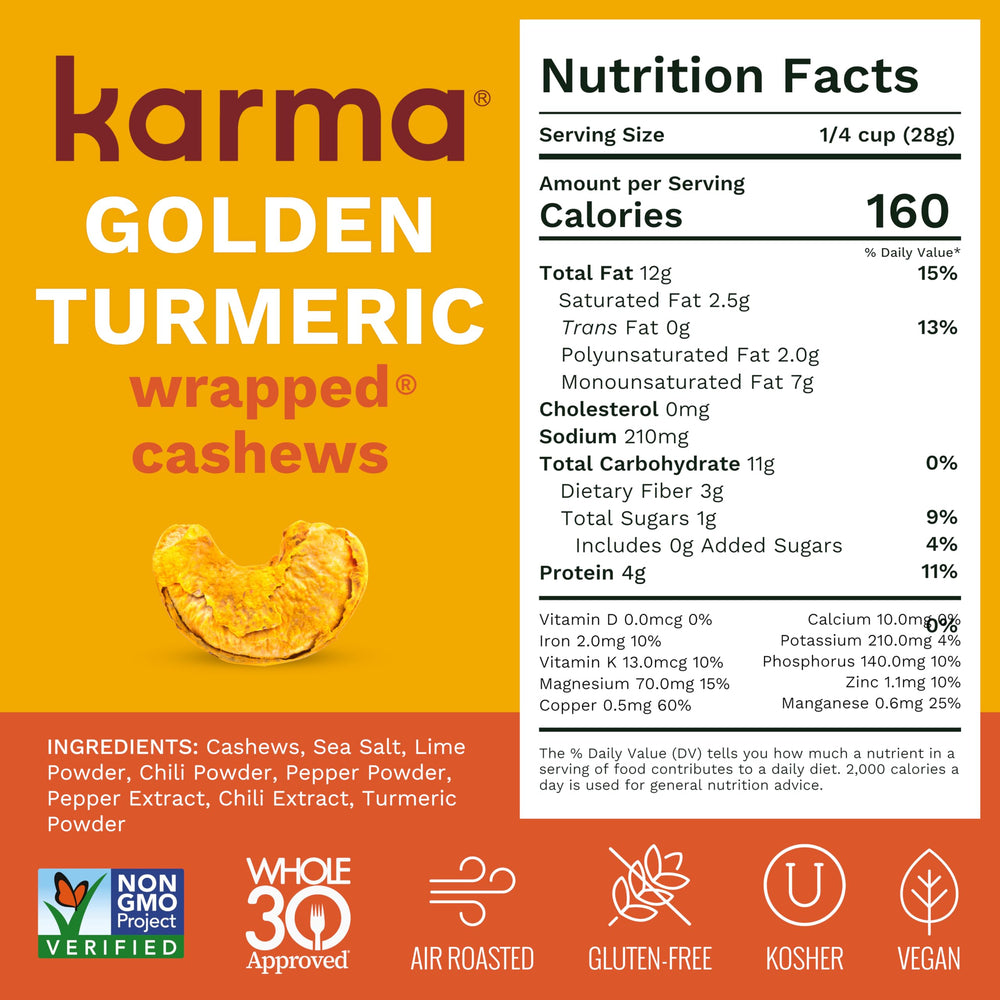 Karma product label showing kosher and peanut-free facility certifications for trust