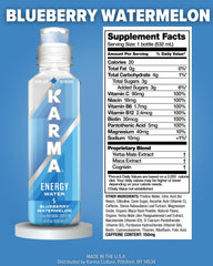 Karma bottle held in hand for scale and convenient on-the-go energy