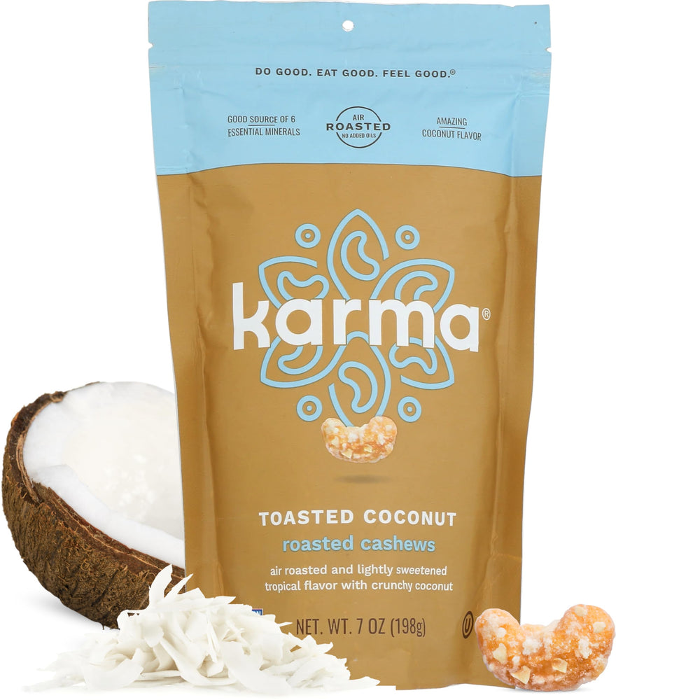 Karma front packaging showing resealable 7oz bag and branding benefit freshness