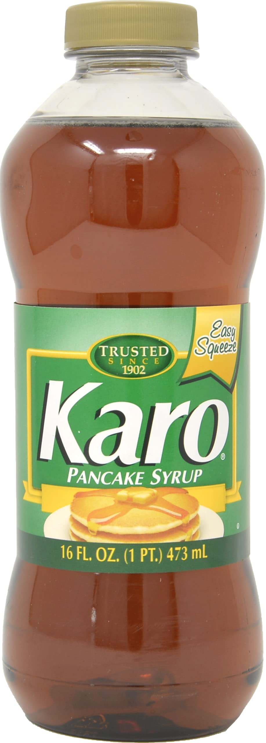 KARO bottle front packaging showing 16 oz label and clear golden syrup for easy serving