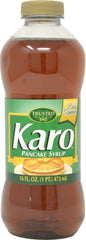 KARO bottle front packaging showing 16 oz label and clear golden syrup for easy serving