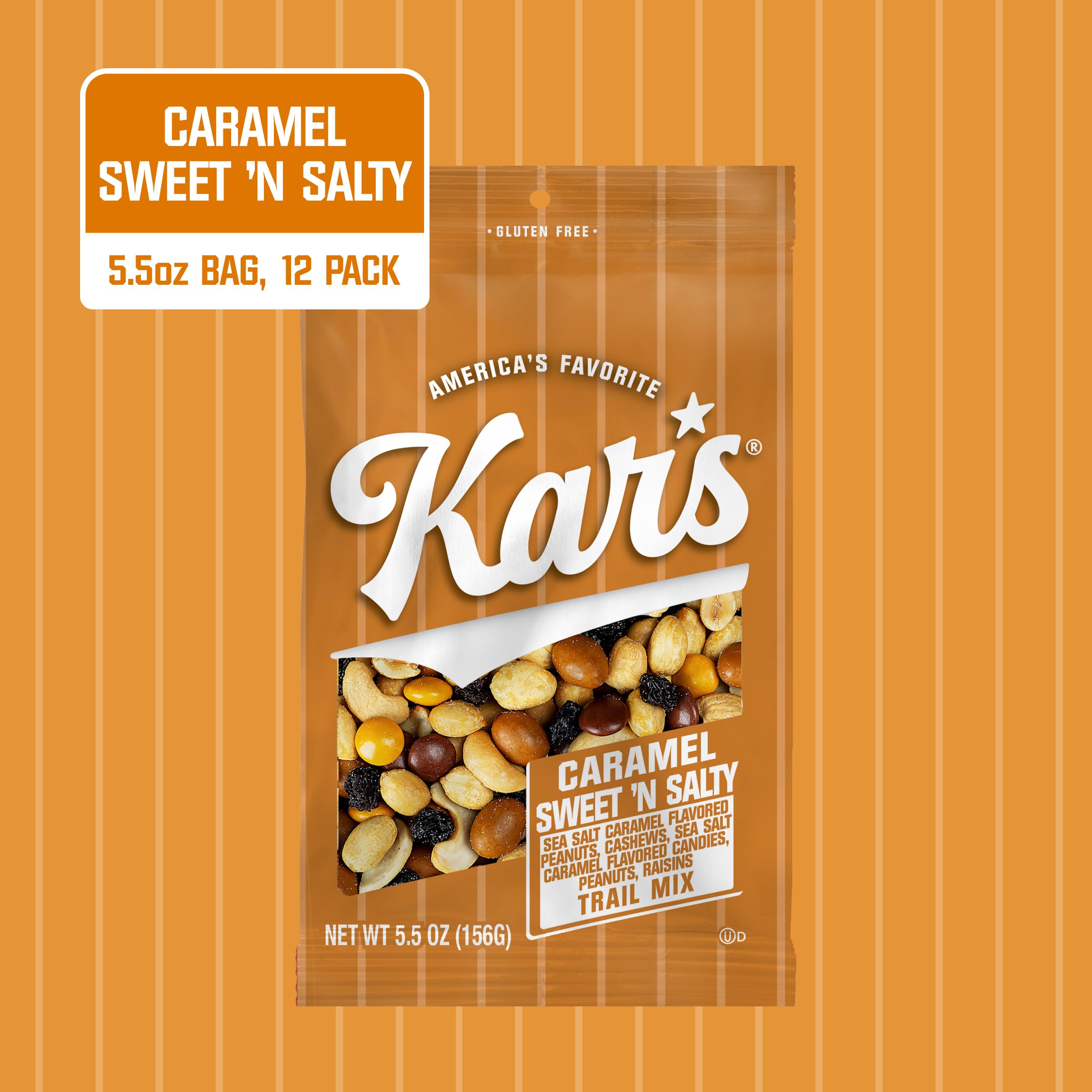Kar's close-up of peanuts cashews and caramel candies highlighting crunchy texture and sweet-salty contrast