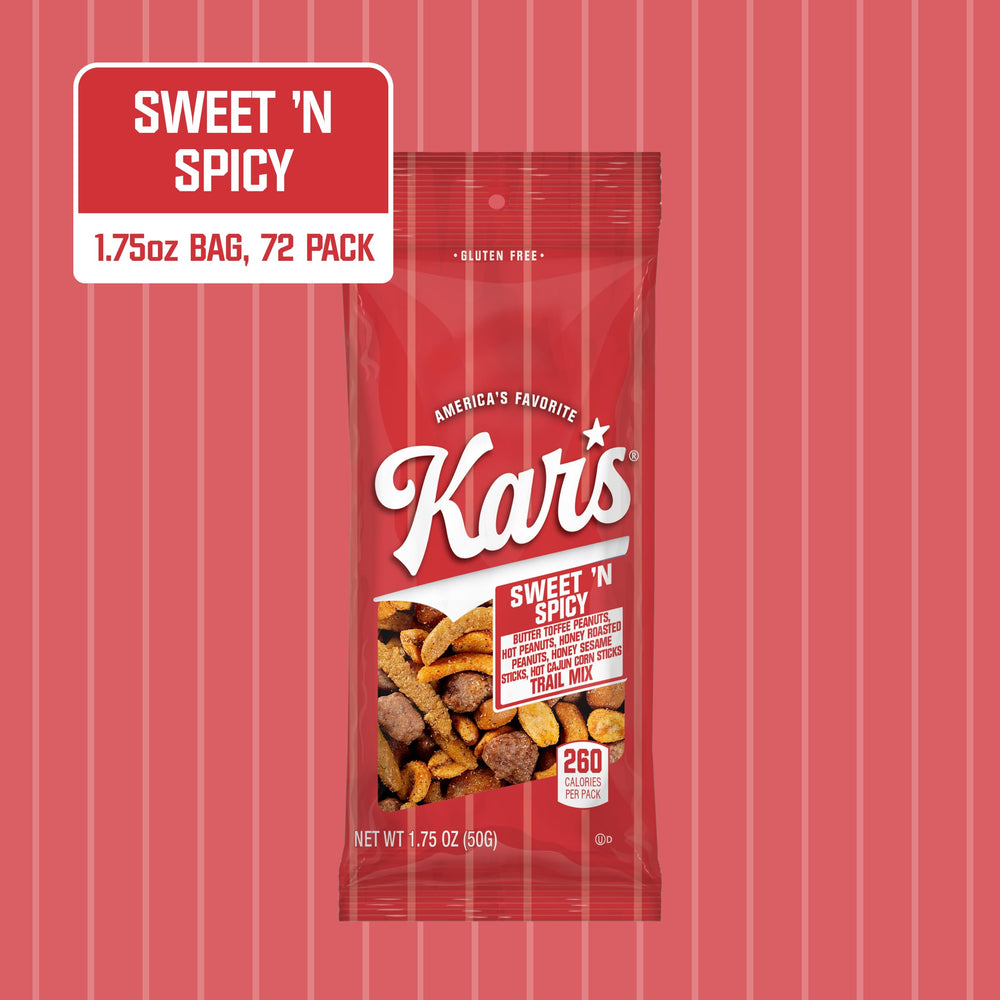 Kar’s close-up of trail mix texture highlighting crunchy toffee and sesame sticks