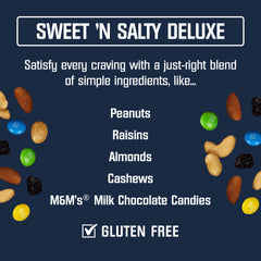 Kar’s close-up of nuts, raisins and M&M’s highlighting texture and flavor contrast