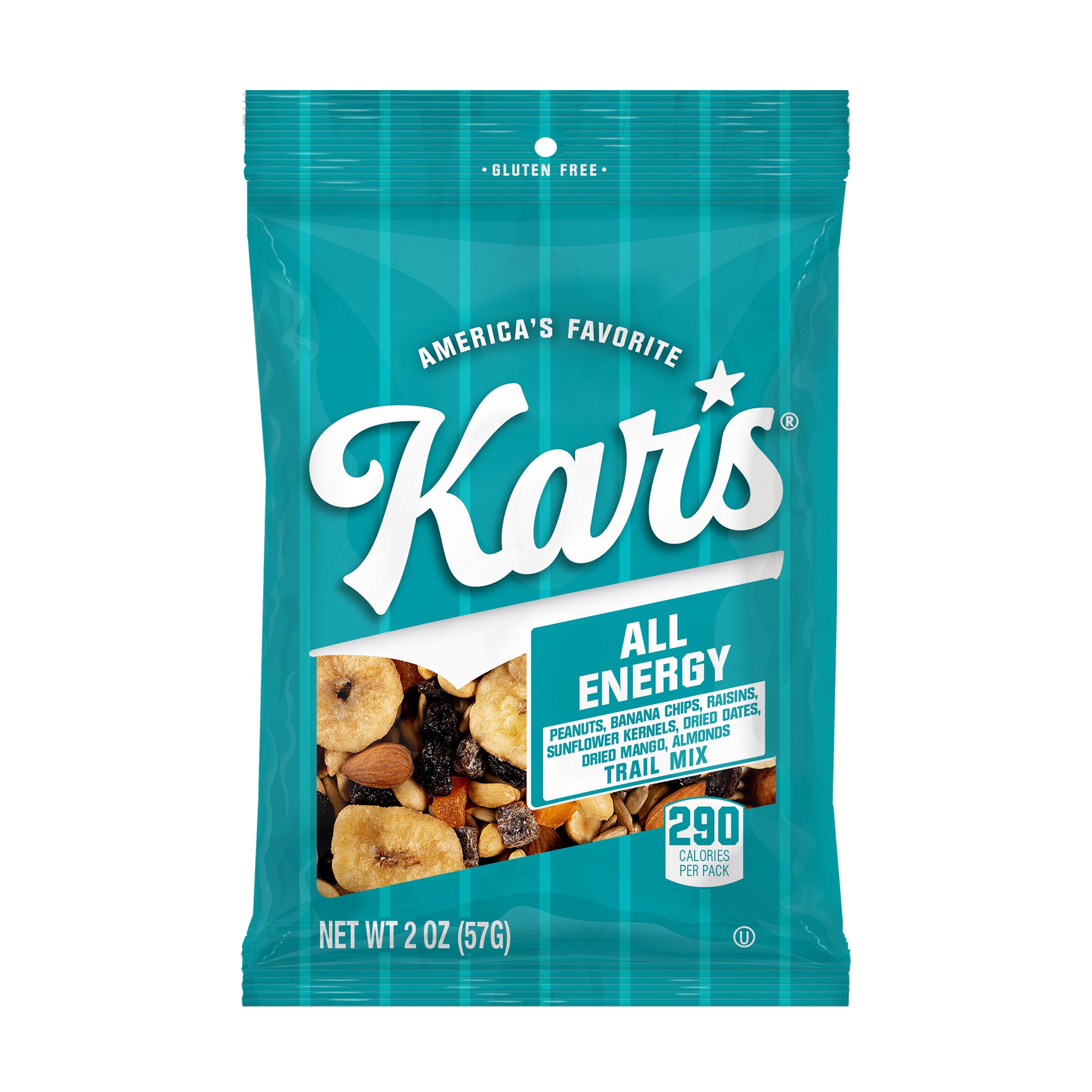Kar’s front packaging of All Energy 2 oz grab-and-go packs showing convenience