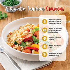 Kartago couscous granules close-up showing fine texture and quick-cook benefit