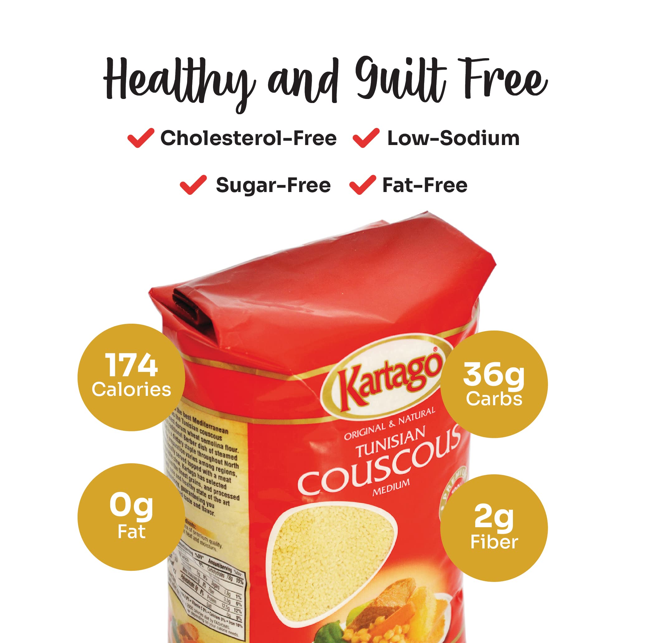 Kartago steamed couscous texture fluffy and light, ready to serve