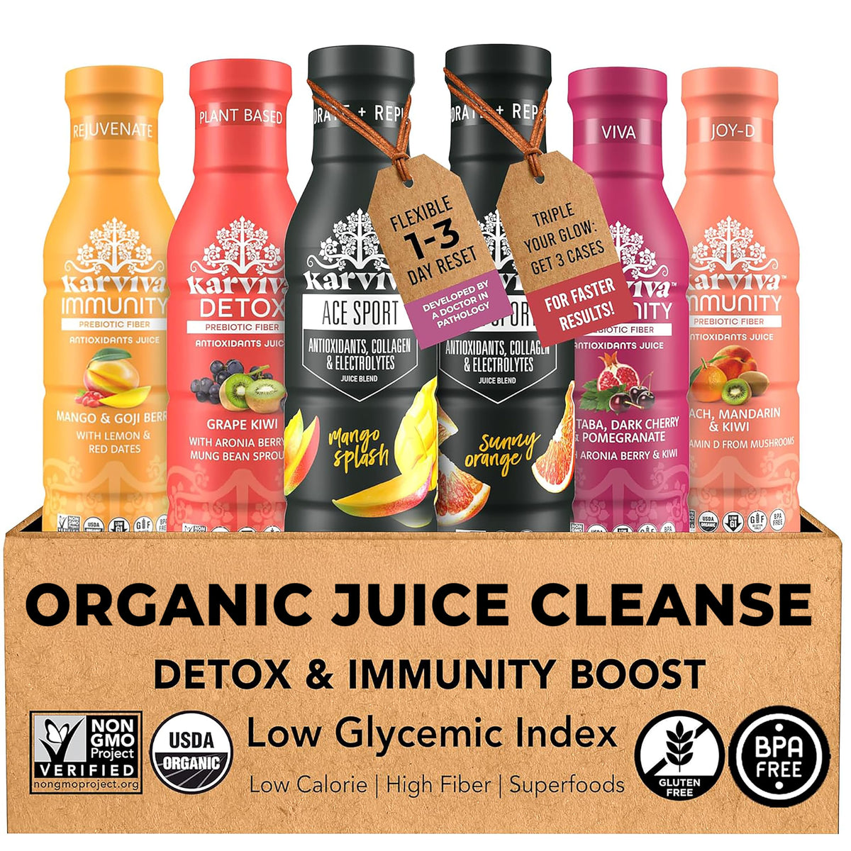 KARVIVA front packaging showing the six-bottle immunity pack and benefits